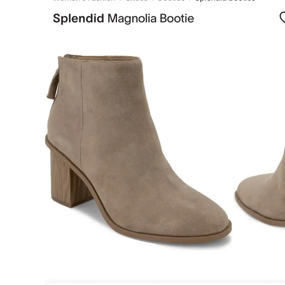Splendid Magnolia Grey Beige Woodgrain Block Heel Bootie 6